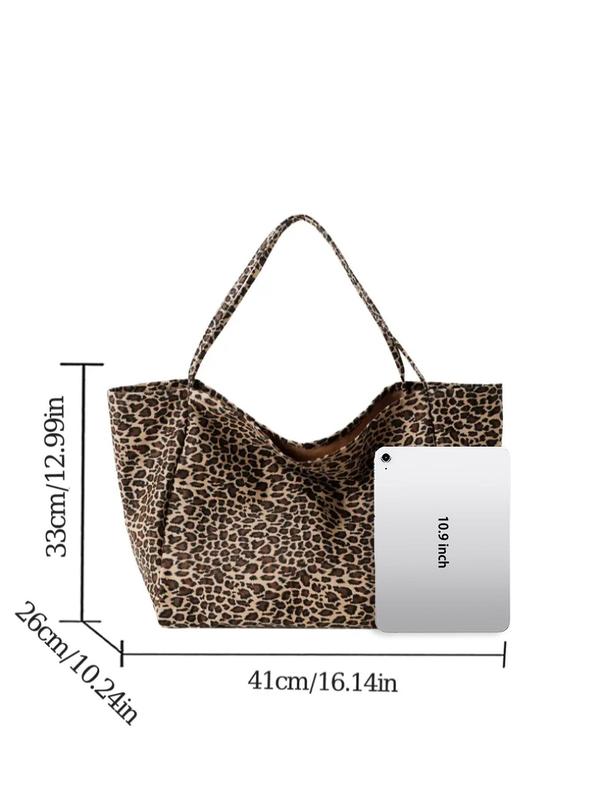 Fashion Leopard Pattern Tote Bag, Large Capacity Shoulder Bag for Women, Casual Trendy Versatile High-quality Daily Commuting Bag, Girl Fashionable Shopping Bag