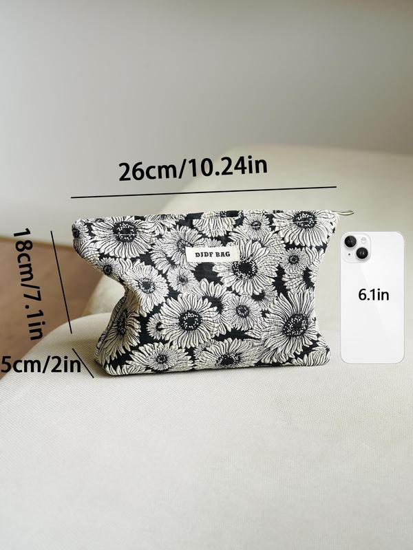 Floral Embroidering Makeup Bag, Cute Makeup Bags, Large Capacity Cosmetic Storage Bag, Portable Travel Toiletry Bag, Casual Trendy Versatile High-quality Bag for Women & Girls