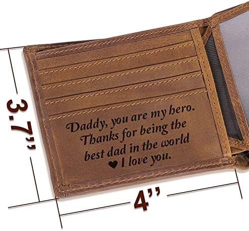 Mens Wallet Engraved Dad Leather Wallets Personalized Mens Gifts for Dad from Daughter Custom Wallet for Fathers Day Christmas Birthday Gift Best Dad Ever Gift