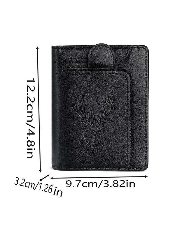 Men's Business Deer Head Pattern Wallet, Casual Trendy PU Leather Wallet, Multi-card Slot Card Holder, Fashionable Wallet for Daily Use