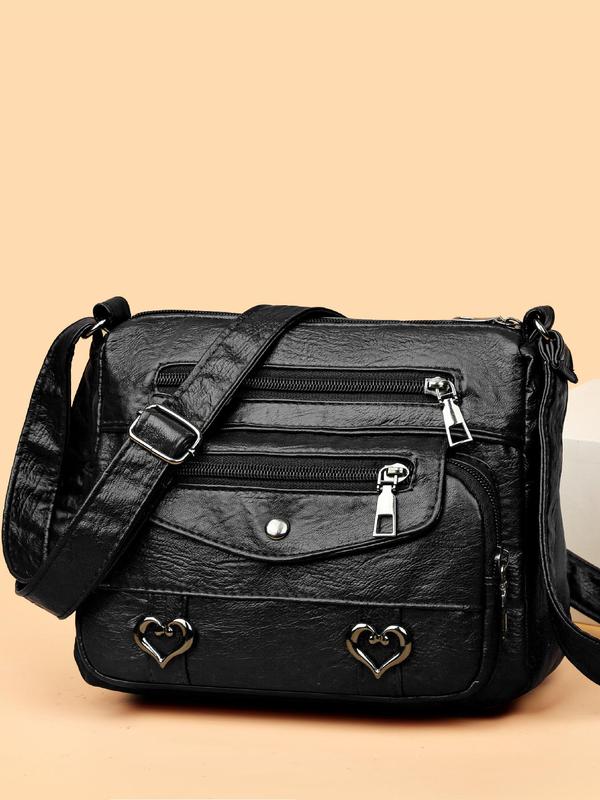 Women's Fashionable Crossbody Bag, Hollow out Heart Decorated Shoulder Bag for Daily Used, Casual Trendy Versatile High-quality Daily Commuting Bag, Girl Fashionable Shopping Bag