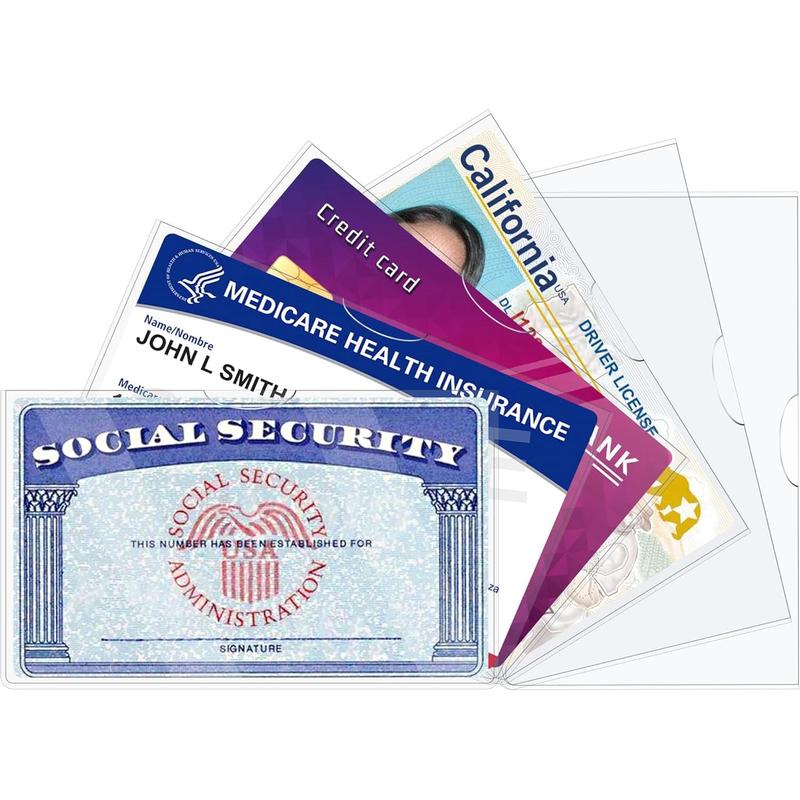 6 Pack Card Protector Sleeves - for Social Security, Medicare, Credit Cards. 24 Mil Soft Clear. Waterproof.