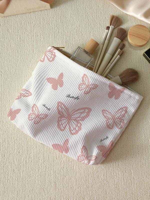 Butterfly Pattern Makeup Bag, Casual Lightweight Multi-functional Cosmetic Storage Bag, Zipper Makeup Organizer Pouch for Travel, Commute, Work, Daily Used