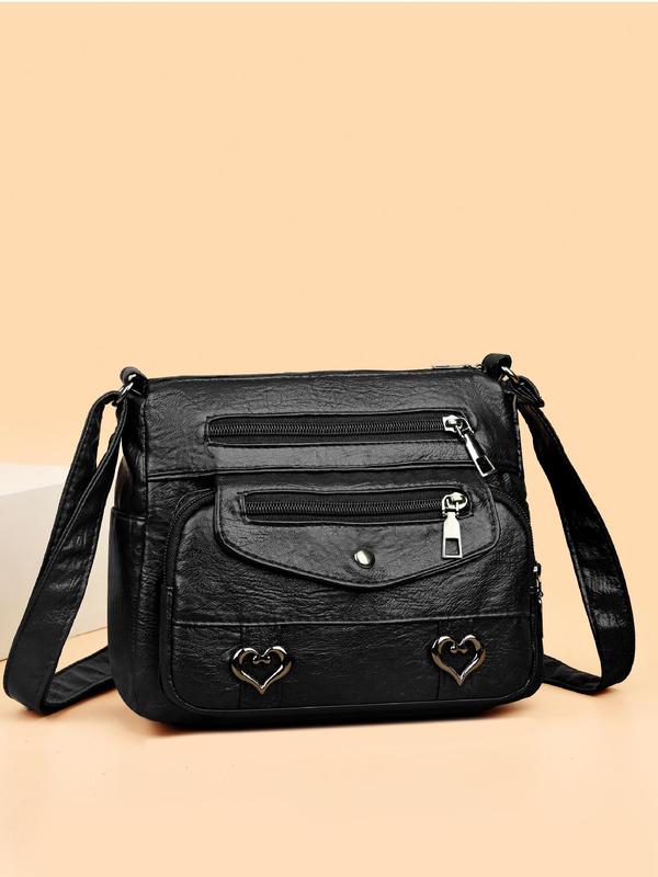 Women's Fashionable Crossbody Bag, Hollow out Heart Decorated Shoulder Bag for Daily Used, Casual Trendy Versatile High-quality Daily Commuting Bag, Girl Fashionable Shopping Bag