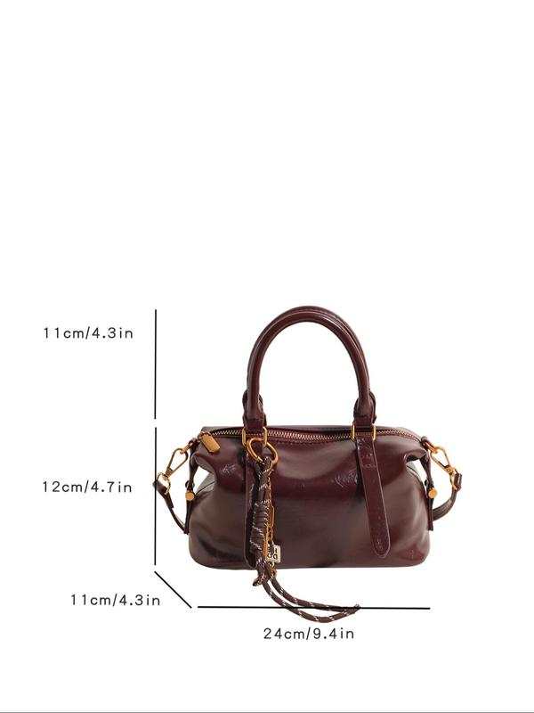 Women's Solid Color Chain Decorated Crossbody Bag, Fashionable Handbag for Daily Used, Casual Trendy Versatile High-quality Daily Commuting Bag