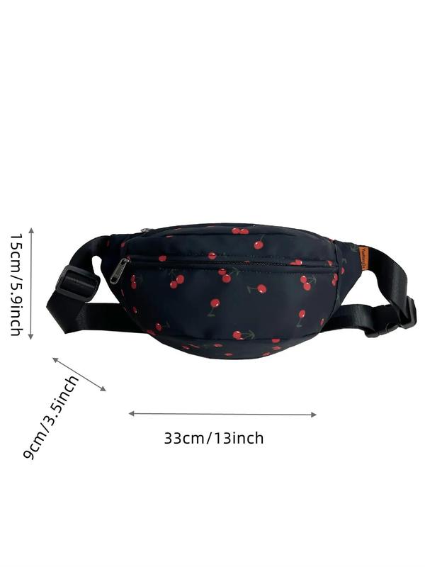 Women's Fashionable Fruits Print Fanny Pack, Casual Versatile Zipper Chest Bag, All-match Belt Bag for Daily Used