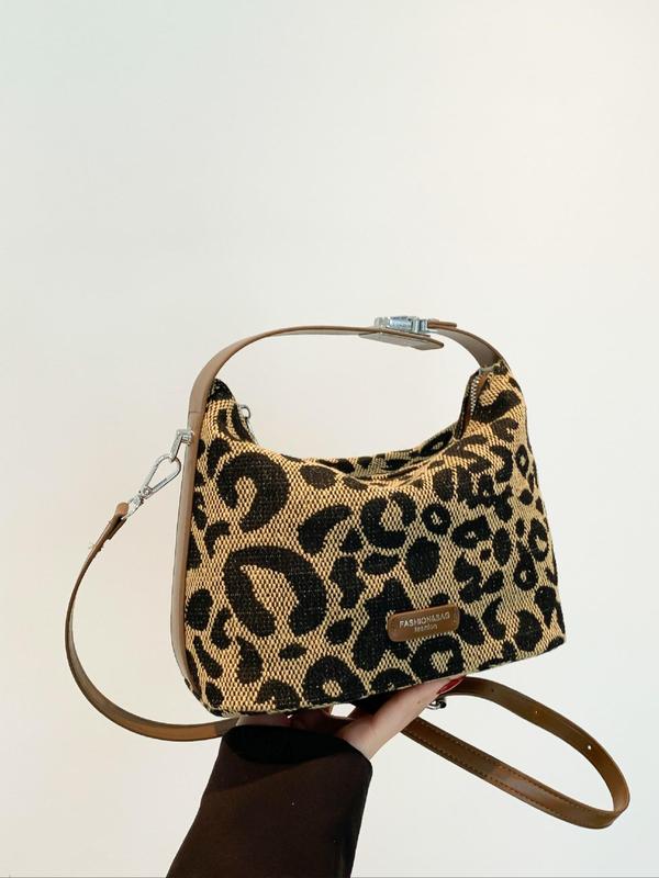 Fashion Leopard Pattern Handbag, Elegant Animal Print Shoulder Bag for Women, Casual Trendy Versatile High-quality Daily Commuting Bag, Girl Fashionable Shopping Bag