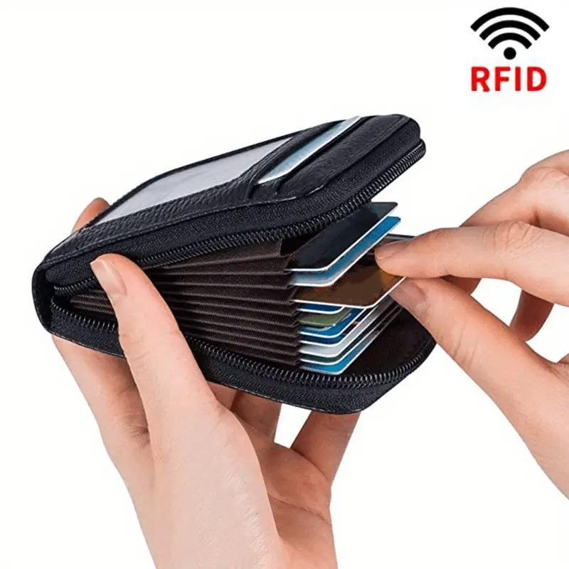 Multi-slot Card Holder with RFID, 1 Count Portable Card Pack, Photo & Card & Wallet Storage Bag with Clear Window for Outdoor Office Travel