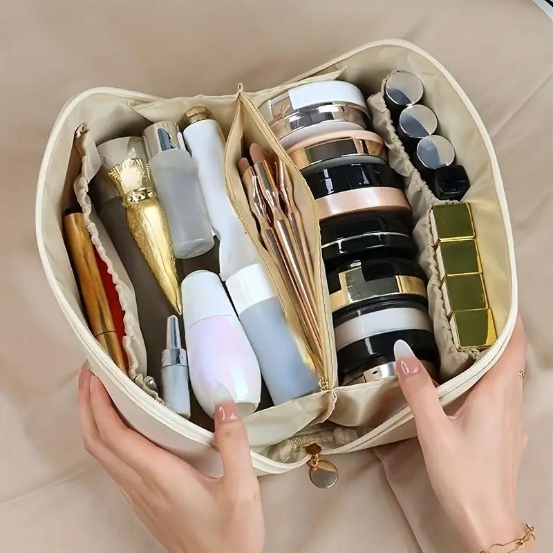 Waterproof Travel Cosmetic Bag with Dividers & Handle, Large Capacity Makeup Toiletry Bag, Multifunctional Storage Bag for Women