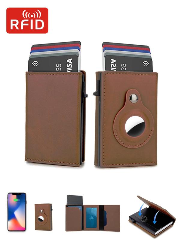 Men's Business Solid Color Magnetic Card Holder, Rfid Blocking Casual Pu Leather Card Holder for Men, Anti-theft Card Holder for Daily Use