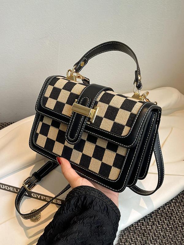 Women's Fashionable Plaid Pattern Crossbody Bag, Casual PU Leather Shoulder Bag for Daily Used, Trendy Versatile High-quality Daily Commuting Bag