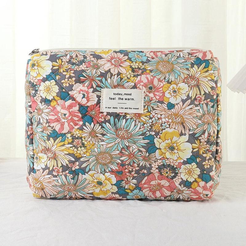 Floral Pattern Makeup Bag Set, 3 Counts set Large Capacity Cosmetic Storage Bag, Zipper Makeup Organizer Pouch, Versatile Storage Bag, Bag For Women