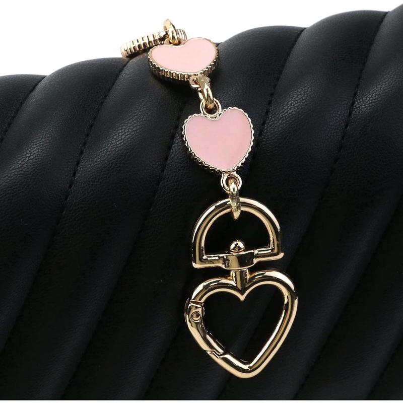 2PCS Heart Shape Extended Bag Strap Shoulder Bag Extension Chain Bag Strap Extender Replacement for Handbag Bag Basket Luggage (Pink)