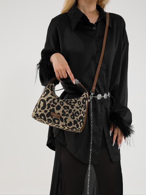 Fashion Leopard Pattern Handbag, Elegant Animal Print Shoulder Bag for Women, Casual Trendy Versatile High-quality Daily Commuting Bag, Girl Fashionable Shopping Bag