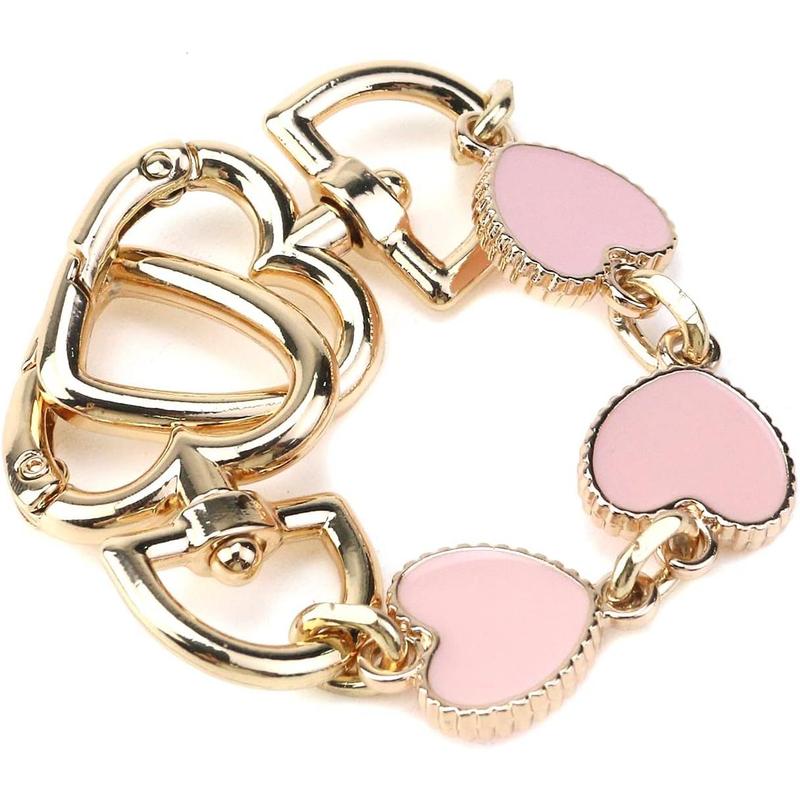 2PCS Heart Shape Extended Bag Strap Shoulder Bag Extension Chain Bag Strap Extender Replacement for Handbag Bag Basket Luggage (Pink)