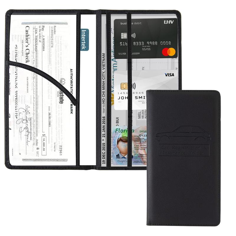 Car Registration and Insurance Holder Registration and Insurance Card Holder Car Essentials for Women Men (Black)