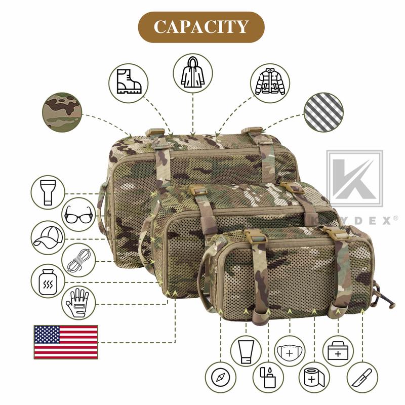 KRYDEX Tactical Modular Pouch Set Outdoor Backpack Organizer Travel Suitcase Packing Cubes