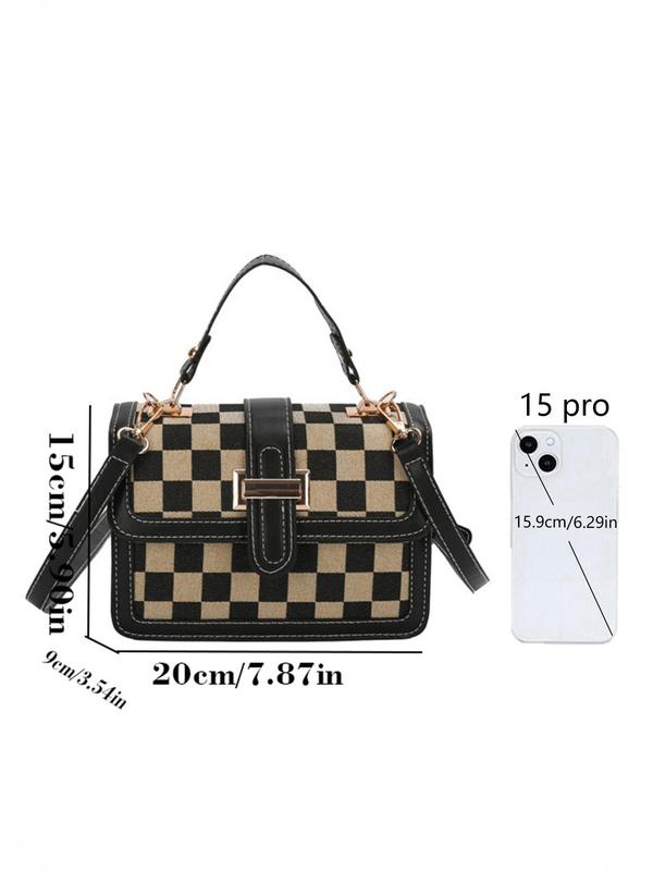 Women's Fashionable Plaid Pattern Crossbody Bag, Casual PU Leather Shoulder Bag for Daily Used, Trendy Versatile High-quality Daily Commuting Bag