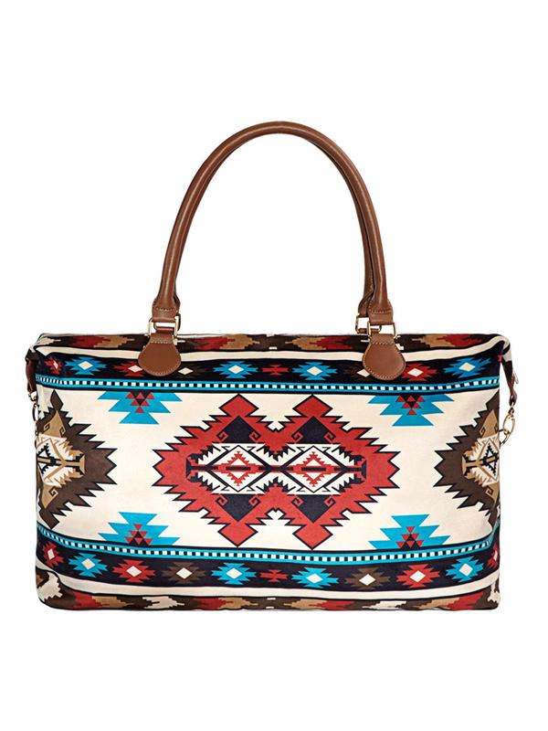 Boho Style Ethnic Pattern Travel Bag, 2024 New Style Vintage Style Large Capacity Tote Bag for Working, Dating, Party, Shopping, Casual Trendy Shoulder Bag for Women & Girls