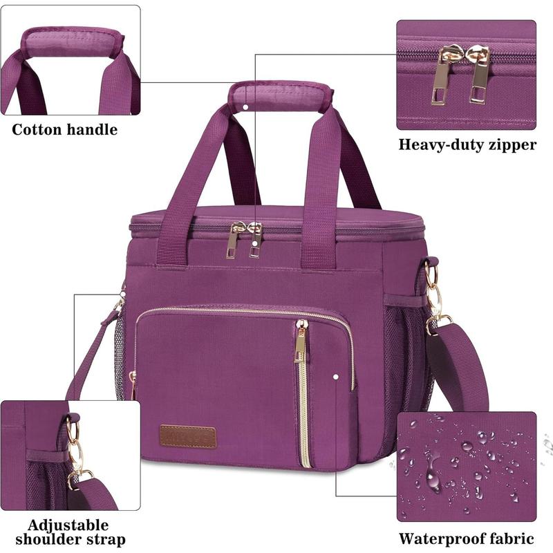 Insulated Lunch Bags for Women Men Lunch Bags Large Lunch Box Leakproof Soft Cooler Tote Bag (Purple, 12L)