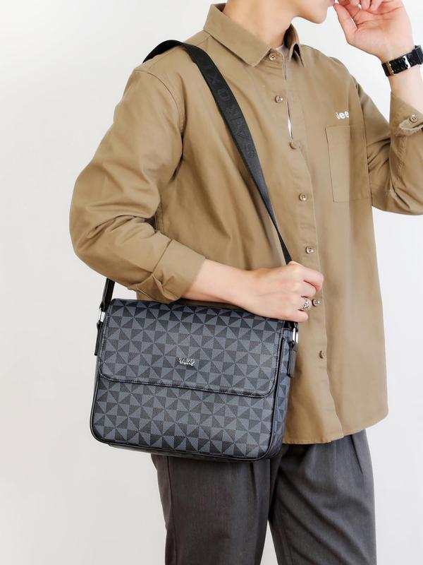 Men's Fashionable All Over Print Zipper Tote Bag, Large Capacity Shoulder Bag for Daily Used, Casual Trendy Versatile High-quality Daily Commuting Bag