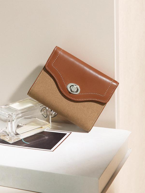 2024 Summer Women's Solid Color Genuine Leather Short Wallet, Fashionable Card Holder for Daily Everyday Used, Casual Trendy Versatile High-quality Wallet for Women