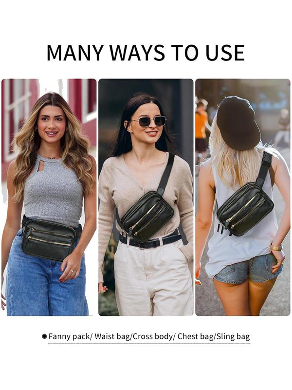 Women's Fashionable Fanny Pack, Casual Versatile Zipper Belt Bag for Daily Used, Trendy All-match Sling Bag for Women & Girls