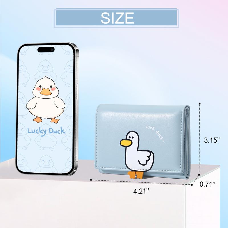 Girls Cute 3D Duck Mini Folding Wallet Tiny Wallet Cash Pocket Card Holder ID Window Purse for Women