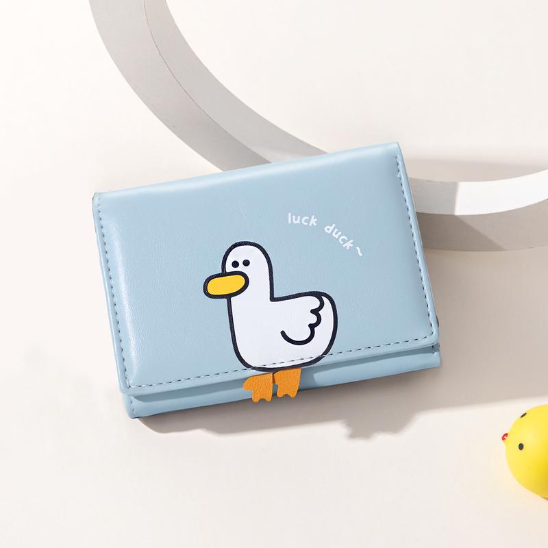 Girls Cute 3D Duck Mini Folding Wallet Tiny Wallet Cash Pocket Card Holder ID Window Purse for Women