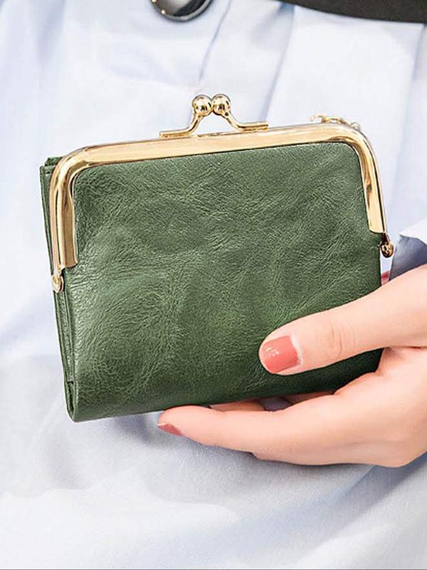 Women's Fashionable Solid Color Kiss Lock Wallet, Casual Versatile Coin Purse for Daily Used, Trendy All-match & Exquisite Wallet for Birthday Gift