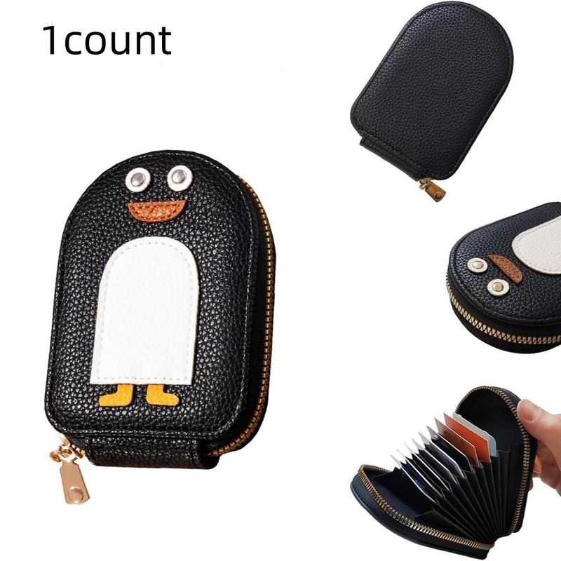 Cute Penguin Design Card Holder, 1 Count PU Leather Card Holder, Small Wallet for Women, Blocking Credit Card Holder Wallet