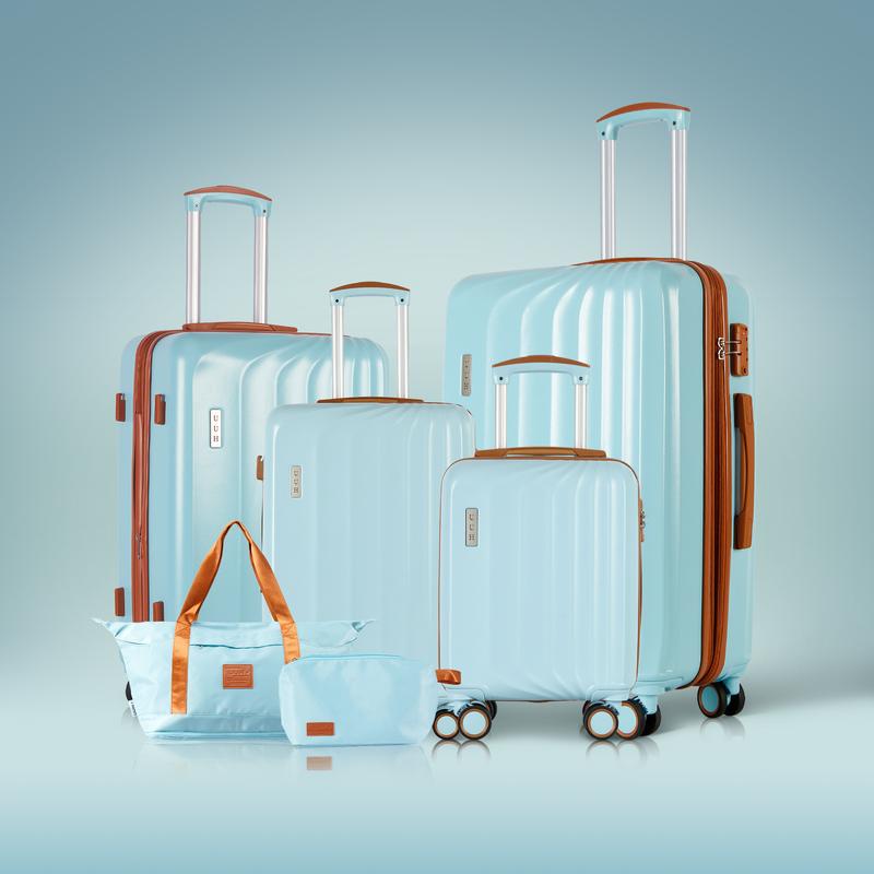 UUH cute luggage set, hard shell, durable, family combination set, high-quality trolley case with spinner wheels and TSA locks.