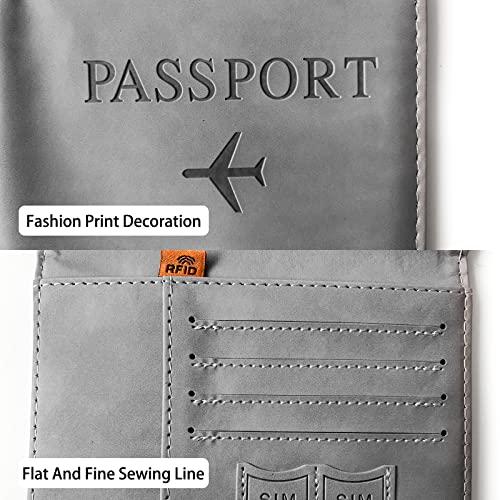 Passport Wallet Case with Elastic Strap, PU Leather RFID Blocking Wallet, Travel Wallet for Women