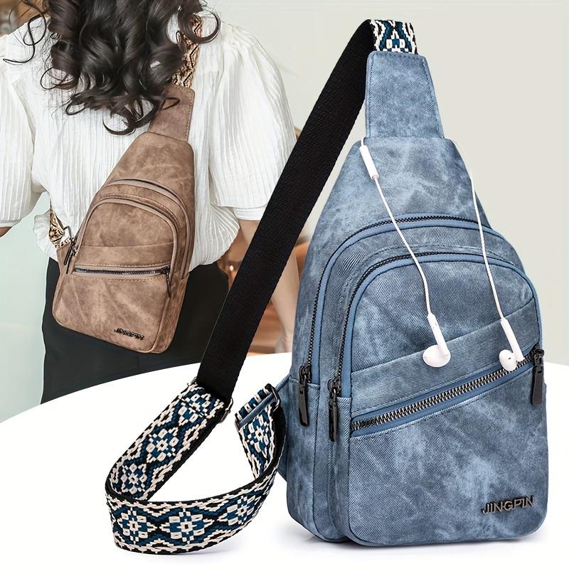 Vintage Chic Multi-Pocket Crossbody Sling Chest Bag for Women - Stylish Commuter and Hiking Essential with Adjustable Strap, Spacious Interior, and Durable Construction - Perfect for Daily Adventures