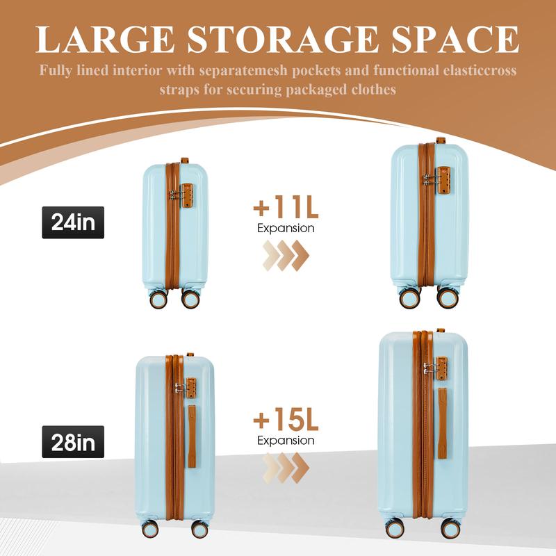 UUH cute luggage set, hard shell, durable, family combination set, high-quality trolley case with spinner wheels and TSA locks.