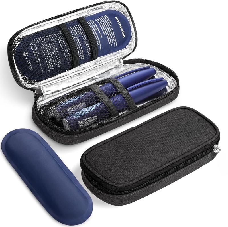 Insulin Pen Cooler Travel Case with 2 x 90g TSA Approved Ice Packs, Diabetic Medication Insulated Cooling Bag for Insulin Pens and Diabetic Supplies Storage, Compact for Daily Life and Trips