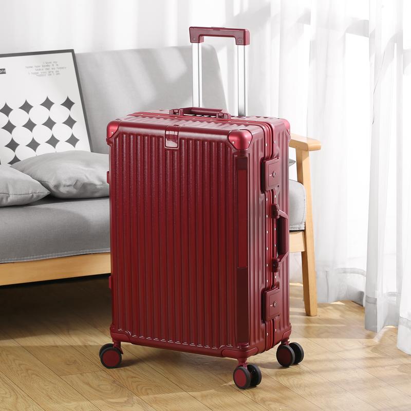 20-Inch ABS + PC Material, Aluminum Frame, TSA Lock Upgrade Security Level, Leisure Business Travel Multi-Function Trolley Case, 4 Colors Optional (Red Black Silver White), convenient Foldable Water Cup Holder Sundries Hook USB Charging Port, Boarding Bag