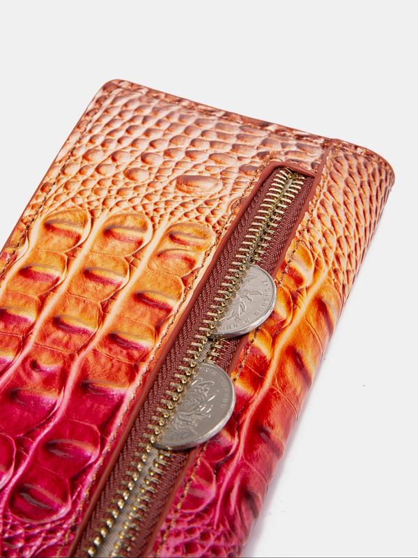 Random Crocodile Pattern Wallet, Casual Fold Wallet for Women, Trendy All-match Wallet for Birthday Gift