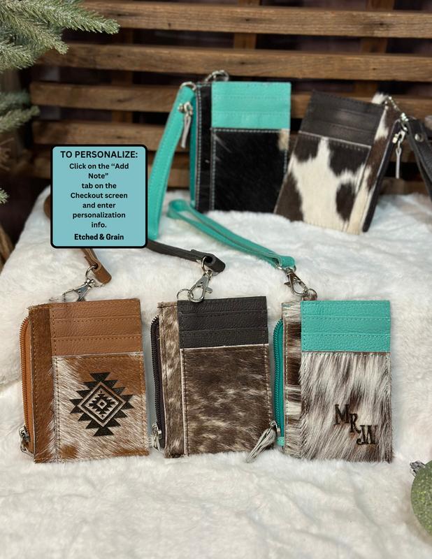 Personalized Cowhide Wallet Cardholder | Card Holder | Short Wallet Coin Holder Purse | Wristlet Wallet | Christmas Gift for Her