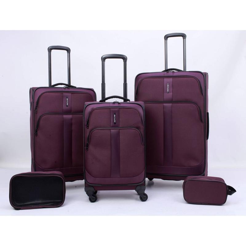 Skyline 5pc Softside Checked Spinner Luggage Set - Burgundy