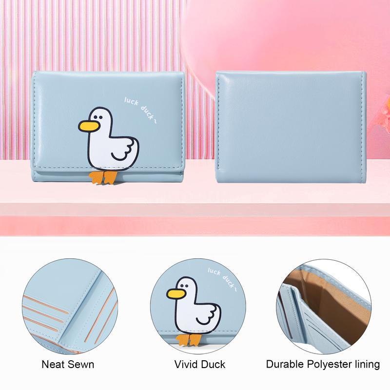 Girls Cute 3D Duck Mini Folding Wallet Tiny Wallet Cash Pocket Card Holder ID Window Purse for Women