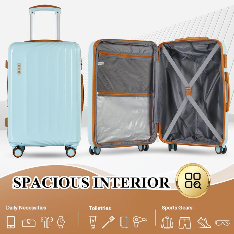 UUH cute luggage set, hard shell, durable, family combination set, high-quality trolley case with spinner wheels and TSA locks.