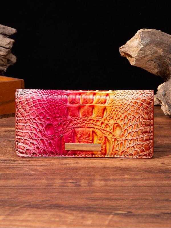 Random Crocodile Pattern Wallet, Casual Fold Wallet for Women, Trendy All-match Wallet for Birthday Gift