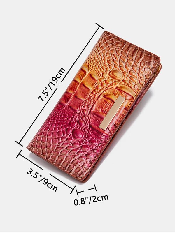 Random Crocodile Pattern Wallet, Casual Fold Wallet for Women, Trendy All-match Wallet for Birthday Gift