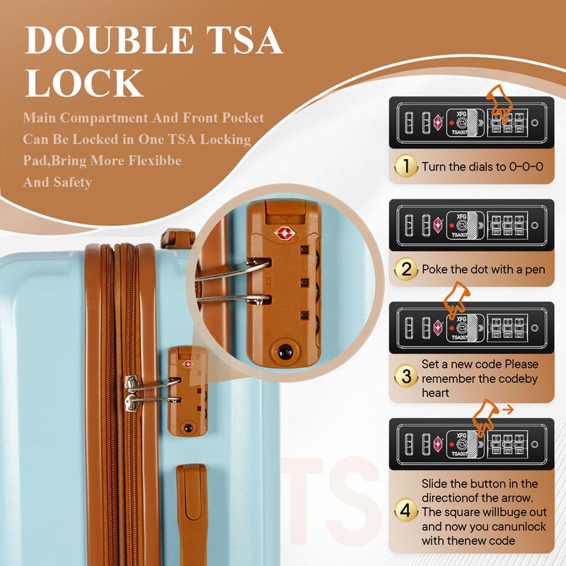 UUH cute luggage set, hard shell, durable, family combination set, high-quality trolley case with spinner wheels and TSA locks.