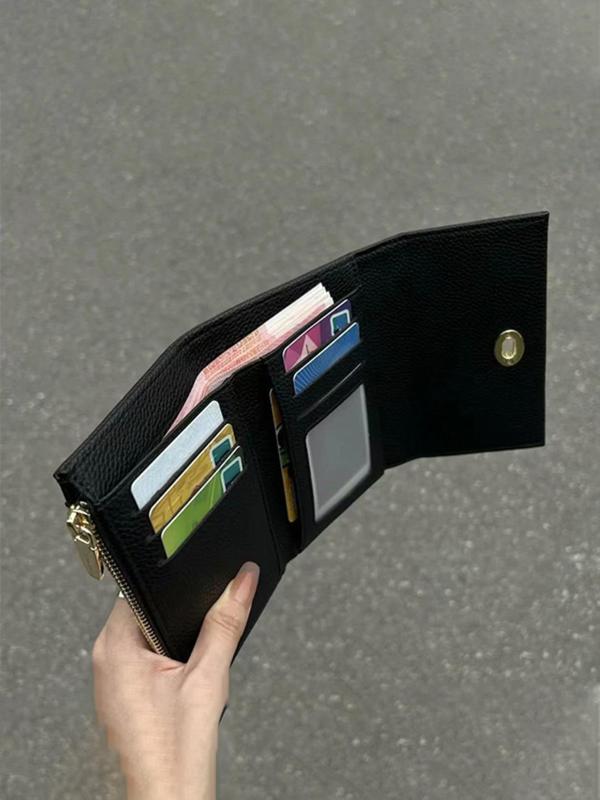 Women's Textured Short Wallet, Fashionable Pu Leather Buckle Trifold Wallet for Daily Used, Casual Trendy Versatile High-quality Daily Wallet