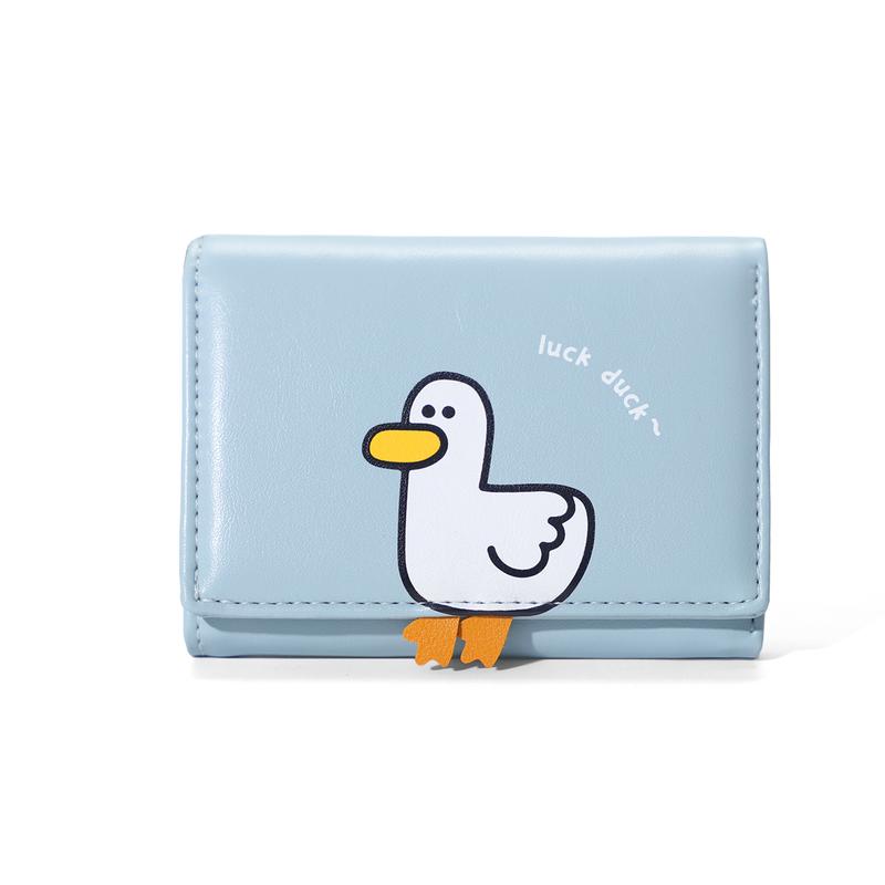 Girls Cute 3D Duck Mini Folding Wallet Tiny Wallet Cash Pocket Card Holder ID Window Purse for Women