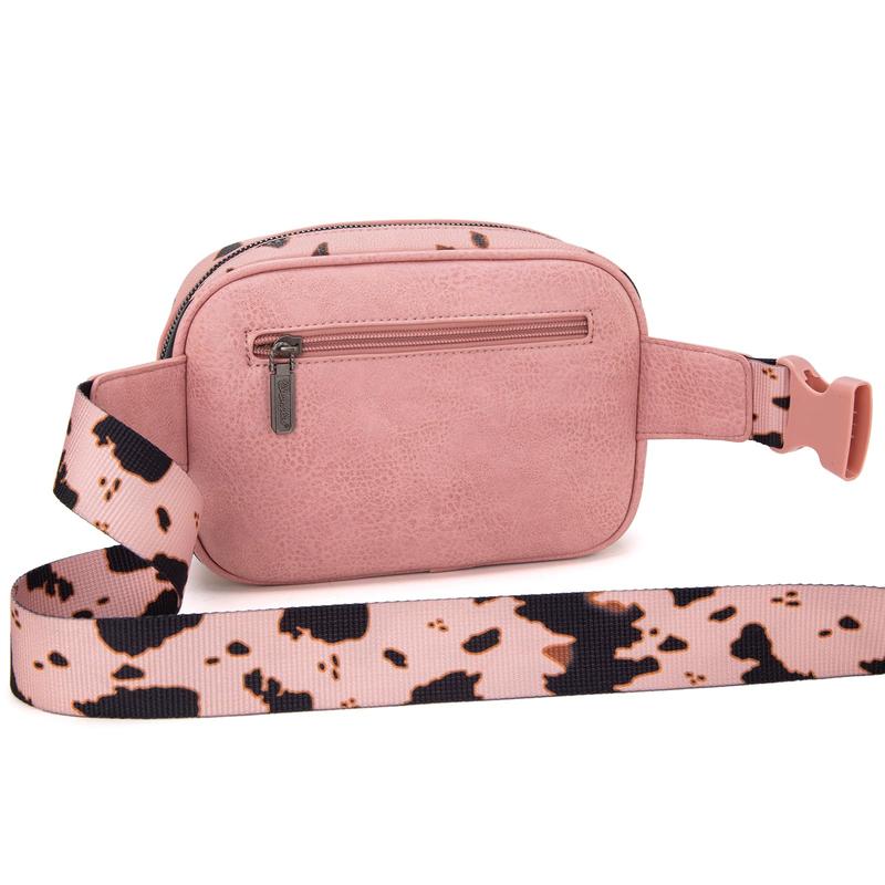 Wrangler Waist Pack for Women Cow Print Fanny Pack Men's Crossbody Belt Bag With Guitar Strap