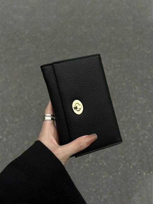 Women's Textured Short Wallet, Fashionable Pu Leather Buckle Trifold Wallet for Daily Used, Casual Trendy Versatile High-quality Daily Wallet