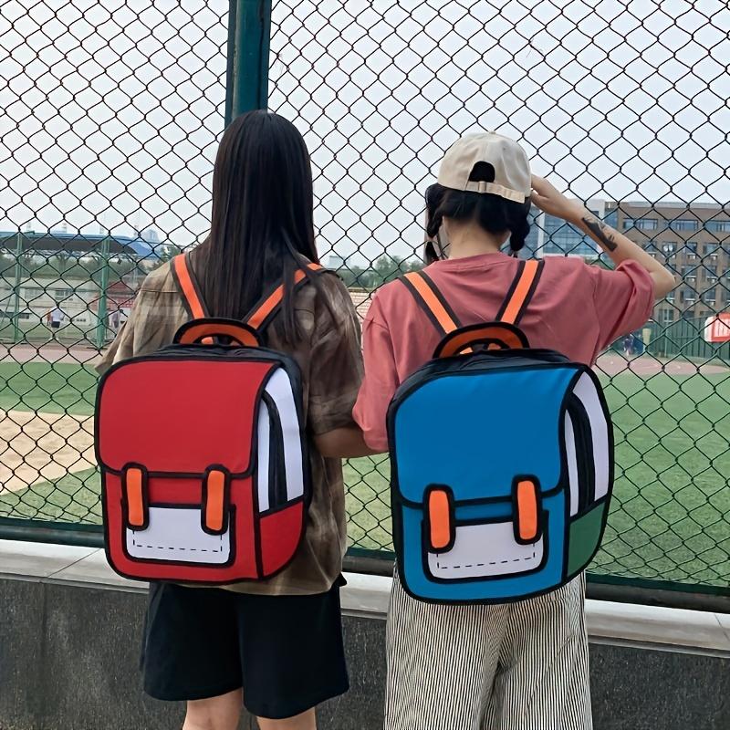 Fashion Unisex 2D Drawing Backpack Cute Cartoon Bag Comic Bookbag Women Men Daypack Travel Rucksack Bag